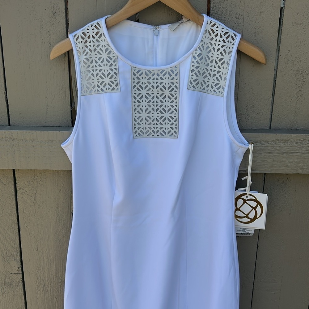 NWT Etcetera White Sleeveless Dress Wedding Bridal Shower Sheath Dress Size 4 - Picture 2 of 10